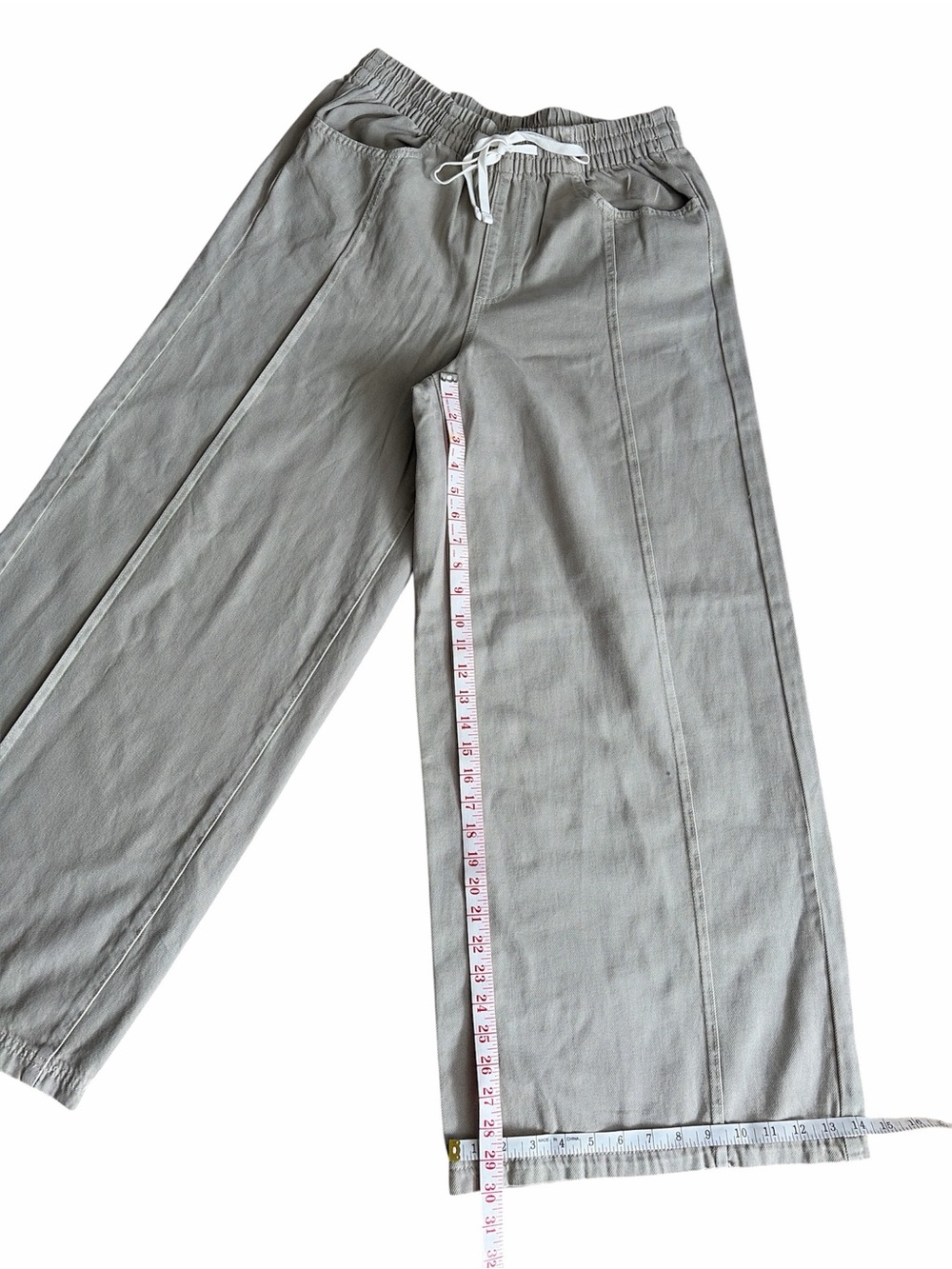 NWT Universal Thread Tan Denim Wide Leg Pull On Pant Size Medium - Picture 8 of 9